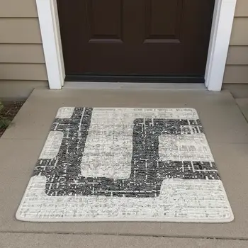 3' X 5' Gray And Ivory Abstract Washable Area Rug With UV Protection