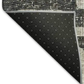 5' X 8' Gray And Ivory Abstract Washable Area Rug With UV Protection