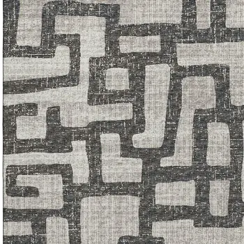 5' X 8' Gray And Ivory Abstract Washable Area Rug With UV Protection