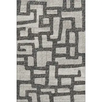10' X 14' Gray And Ivory Abstract Washable Area Rug With UV Protection