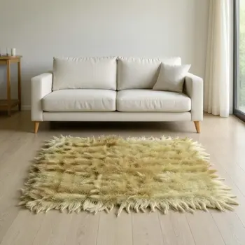 8' X 10' Gold And Ivory Botanical Leaves Washable Area Rug With UV Protection