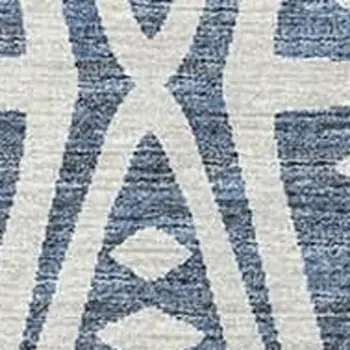 3' X 5' Blue And Ivory Tribal Washable Area Rug With UV Protection