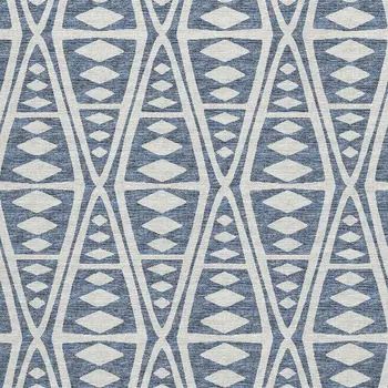 3' X 5' Blue And Ivory Tribal Washable Area Rug With UV Protection