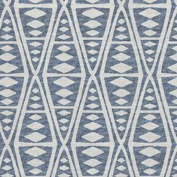 9' X 12' Blue And Ivory Tribal Washable Area Rug With UV Protection