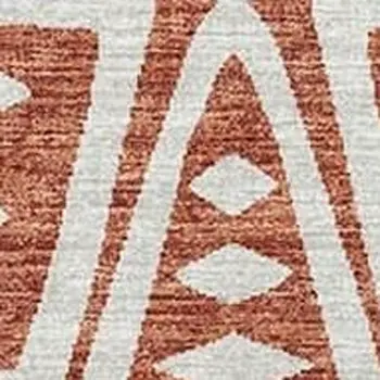 8' X 10' Burnt Sienna And Ivory Tribal Washable Area Rug With UV Protection