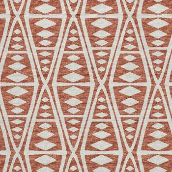 8' X 10' Burnt Sienna And Ivory Tribal Washable Area Rug With UV Protection