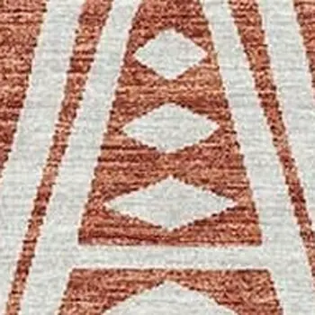 9' X 12' Burnt Sienna And Ivory Tribal Washable Area Rug With UV Protection