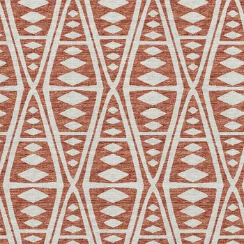 9' X 12' Burnt Sienna And Ivory Tribal Washable Area Rug With UV Protection