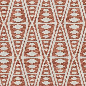 10' X 14' Burnt Sienna And Ivory Tribal Washable Area Rug With UV Protection