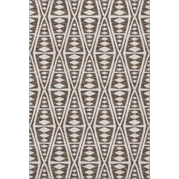 3' X 5' Brown And Ivory Tribal Washable Area Rug With UV Protection