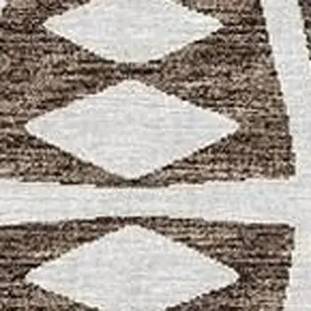 5' X 8' Brown And Ivory Tribal Washable Area Rug With UV Protection