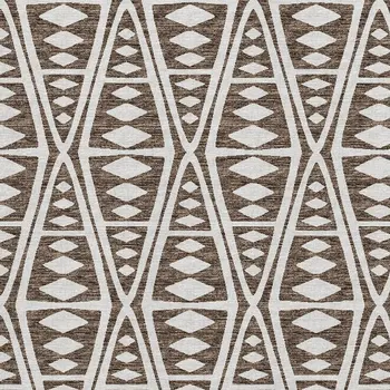 10' X 14' Brown And Ivory Tribal Washable Area Rug With UV Protection