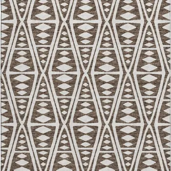 10' X 14' Brown And Ivory Tribal Washable Area Rug With UV Protection