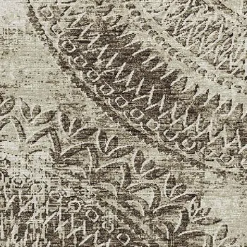 5' X 8' Brown And Ivory Medallion Washable Area Rug With UV Protection