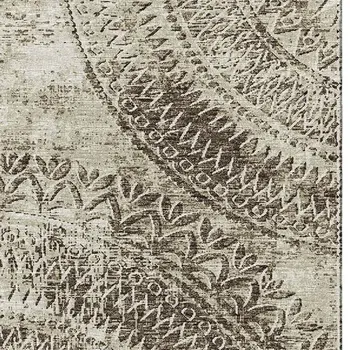 8' X 10' Brown And Ivory Medallion Washable Area Rug With UV Protection