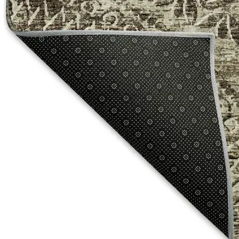 10' X 14' Brown And Ivory Medallion Washable Area Rug With UV Protection