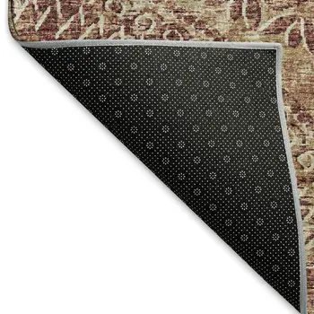 3' X 5' Burnt Sienna And Ivory Medallion Washable Area Rug With UV Protection