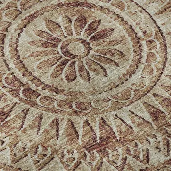 3' X 5' Burnt Sienna And Ivory Medallion Washable Area Rug With UV Protection