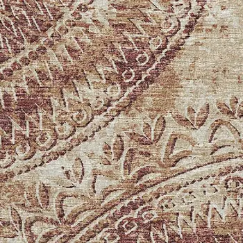 5' X 8' Burnt Sienna And Ivory Medallion Washable Area Rug With UV Protection