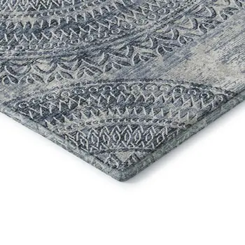 3' X 5' Blue And Ivory Medallion Washable Area Rug With UV Protection