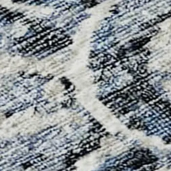 10' X 14' Blue And Ivory Medallion Washable Area Rug With UV Protection