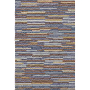 9' X 12' Blue Gold And Brown Abstract Washable Area Rug With UV Protection