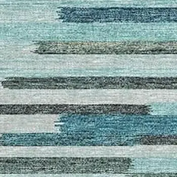 5' X 8' Turquoise Teal Blue And Gray Abstract Washable Area Rug With UV Protection