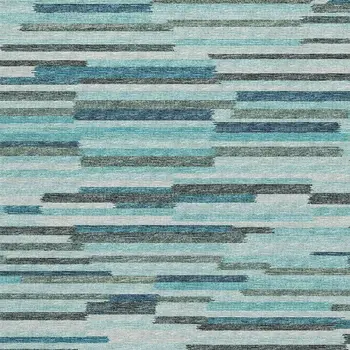 9' X 12' Turquoise Teal Blue And Gray Abstract Washable Area Rug With UV Protection