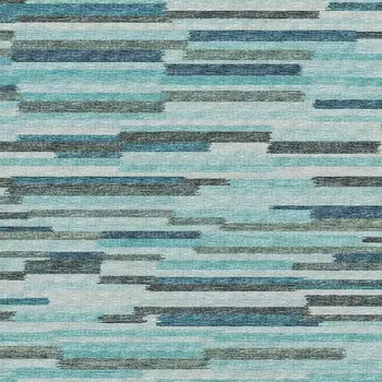10' X 14' Turquoise Teal Blue And Gray Abstract Washable Area Rug With UV Protection