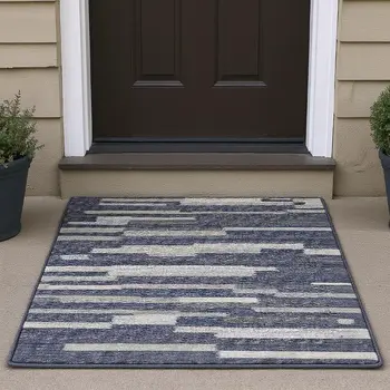 3' X 5' Gray Charcoal And Ivory Abstract Washable Area Rug With UV Protection