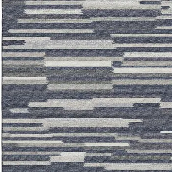 3' X 5' Gray Charcoal And Ivory Abstract Washable Area Rug With UV Protection