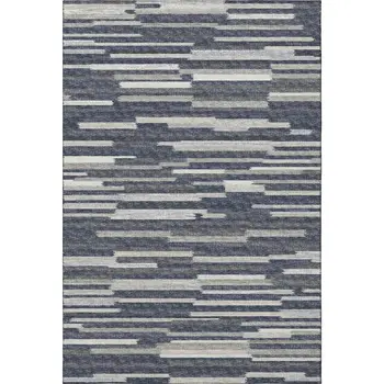 5' X 8' Gray Charcoal And Ivory Abstract Washable Area Rug With UV Protection