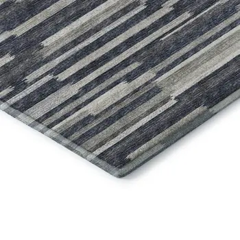 9' X 12' Gray Charcoal And Ivory Abstract Washable Area Rug With UV Protection