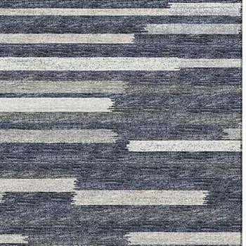 9' X 12' Gray Charcoal And Ivory Abstract Washable Area Rug With UV Protection