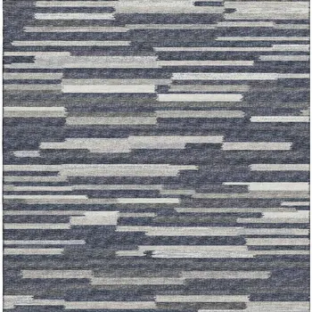 9' X 12' Gray Charcoal And Ivory Abstract Washable Area Rug With UV Protection