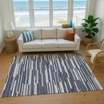 10' X 14' Gray Charcoal And Ivory Abstract Washable Area Rug With UV Protection
