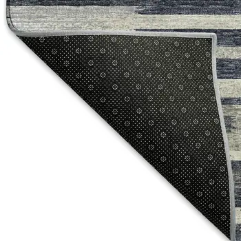 10' X 14' Gray Charcoal And Ivory Abstract Washable Area Rug With UV Protection