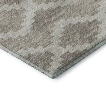 5' X 8' Tan Ivory And Beige Tribal Washable Area Rug With UV Protection