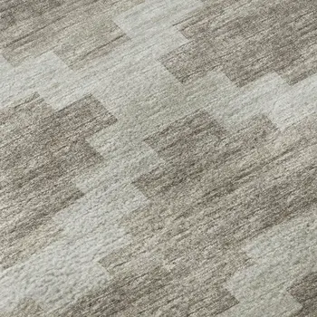5' X 8' Tan Ivory And Beige Tribal Washable Area Rug With UV Protection