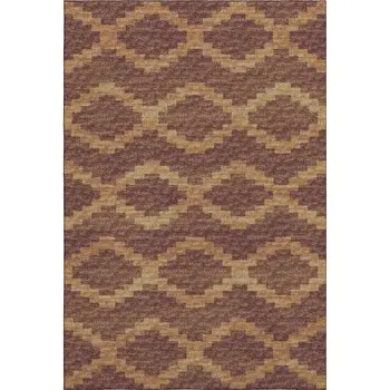 9' X 12' Burnt Sienna And Beige Tribal Washable Area Rug With UV Protection