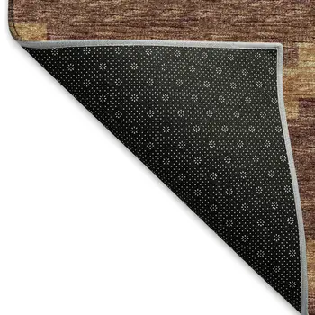 9' X 12' Burnt Sienna And Beige Tribal Washable Area Rug With UV Protection