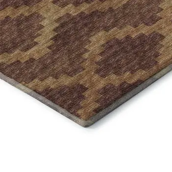 9' X 12' Burnt Sienna And Beige Tribal Washable Area Rug With UV Protection