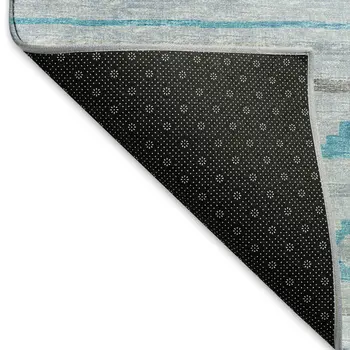 8' X 10' Turquoise Gray And Light Blue Tribal Washable Area Rug With UV Protection