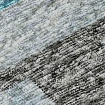 9' X 12' Turquoise Gray And Light Blue Tribal Washable Area Rug With UV Protection