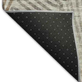 8' X 10' Coffee Ivory And Gray Botanical Leaves Washable Area Rug With UV Protection