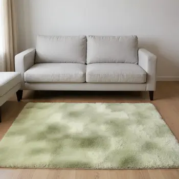 8' X 10' Green And Gray Botanical Leaves Washable Area Rug With UV Protection
