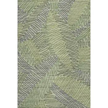 9' X 12' Green And Gray Botanical Leaves Washable Area Rug With UV Protection
