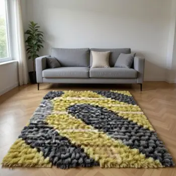10' X 14' Gray Gold And Black Botanical Leaves Washable Area Rug With UV Protection