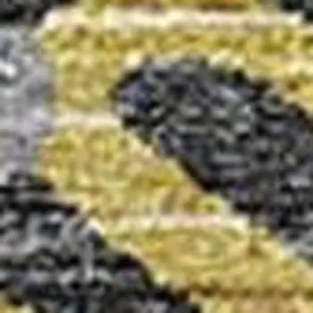 10' X 14' Gray Gold And Black Botanical Leaves Washable Area Rug With UV Protection
