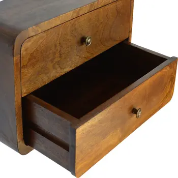 18" Brown Solid Wood Floating Nightstand